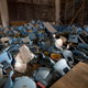 Some of the seats at the Maracanã stadium have been ripped from the stands and piled in a heap (Image: AP)